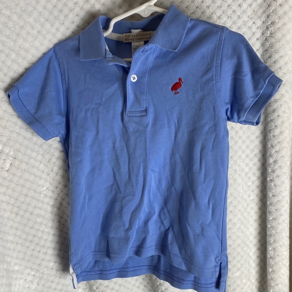 The Beaufort Bonnet Company Blue Polo Shirt with Red Embroidery